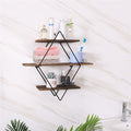 3-Tier Rustic Floating Wall Shelves - Wood Display Unit - SuperSaverAU - view 6