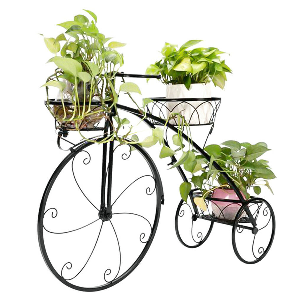 3-Tier Iron Bicycle Plant Stand - Tricycle Design, Durable