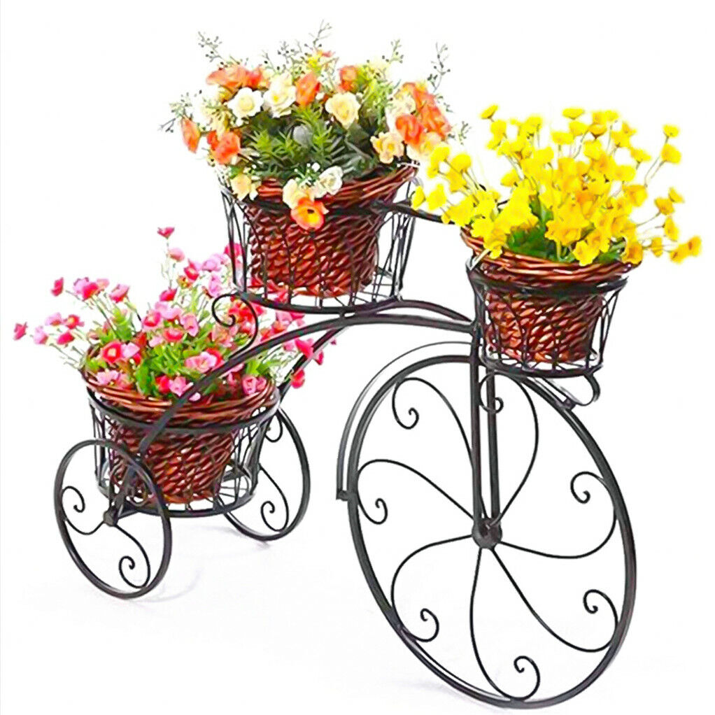 3-Tier Iron Bicycle Plant Stand - Tricycle Design, Durable