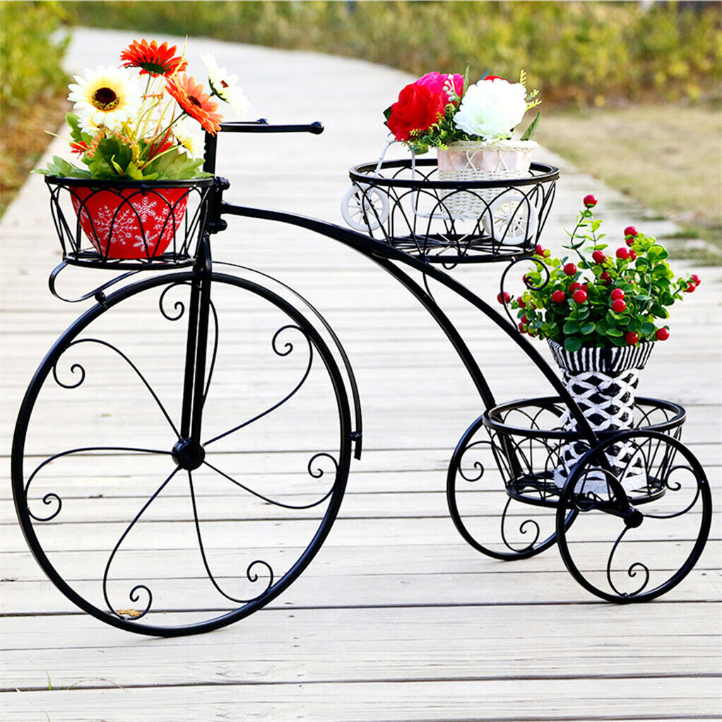 3-Tier Iron Bicycle Plant Stand - Tricycle Design, Durable