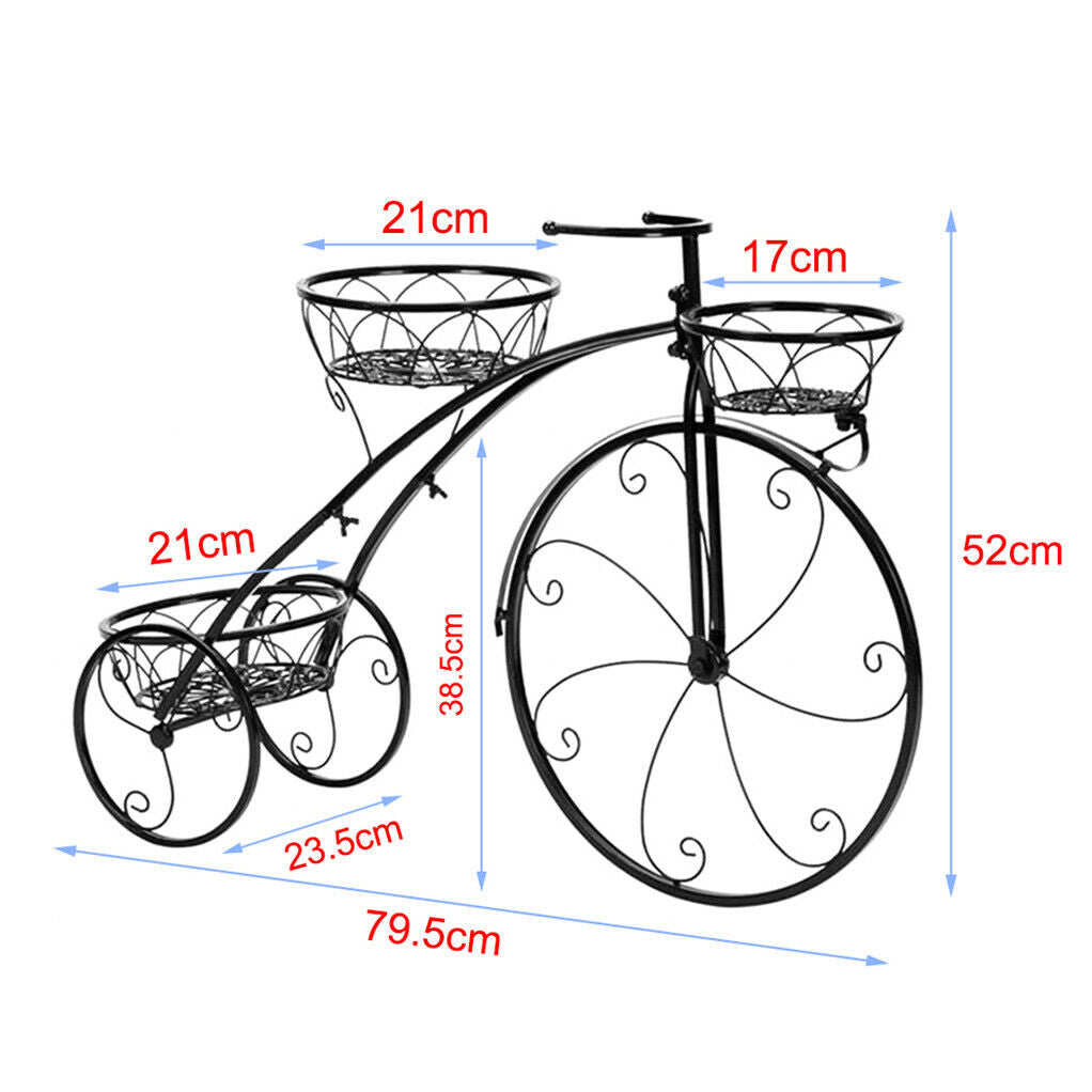 3-Tier Iron Bicycle Plant Stand - Tricycle Design, Durable