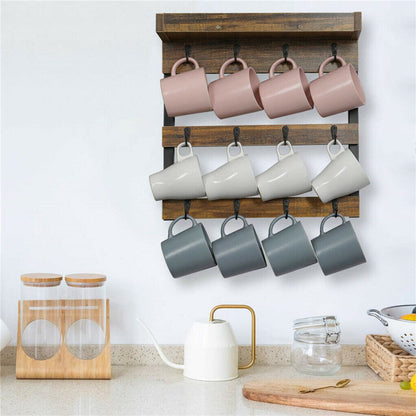 Wall Mounted Coffee Mug Rack with 12 Hooks by Premium