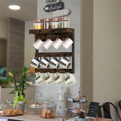 Wall Mounted Coffee Mug Rack with 12 Hooks by Premium