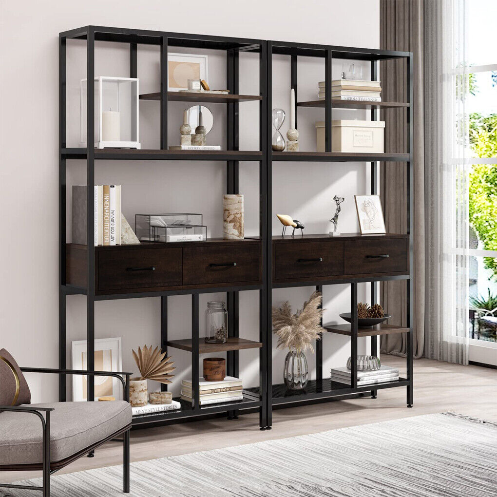 Rustic Accent Bookshelf 90CM Wide Plant Display Rack with Drawers & Shelving - SuperSaverAU - view 1