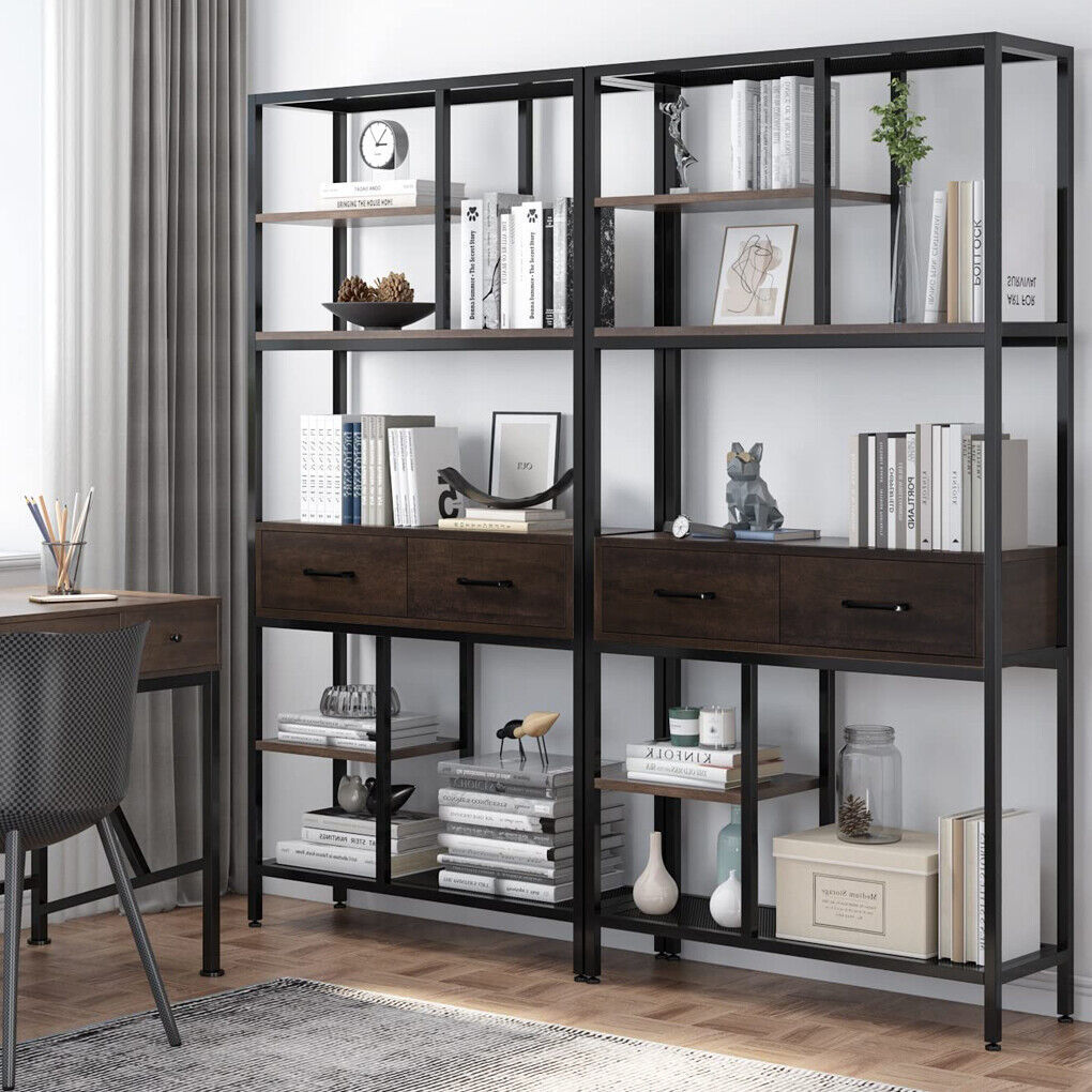 Rustic Accent Bookshelf 90CM Wide Plant Display Rack with Drawers & Shelving - SuperSaverAU - view 3