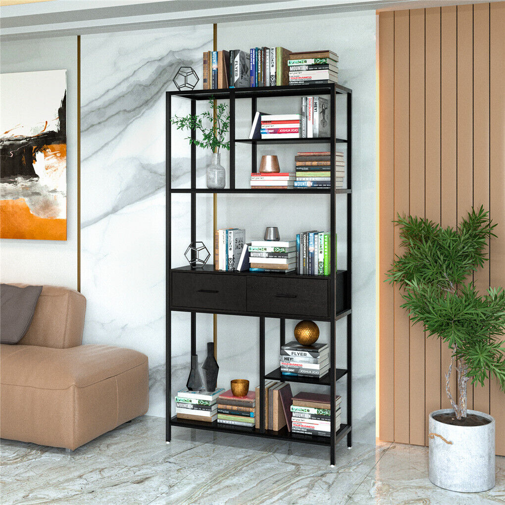 Rustic Accent Bookshelf 90CM Wide Plant Display Rack with Drawers & Shelving - SuperSaverAU - view 5