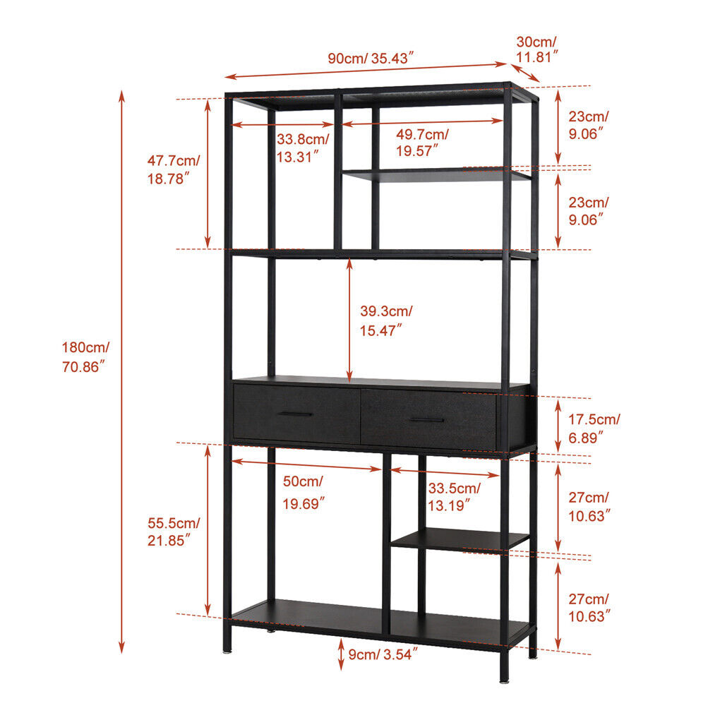 Rustic Accent Bookshelf 90CM Wide Plant Display Rack with Drawers & Shelving - SuperSaverAU - view 8