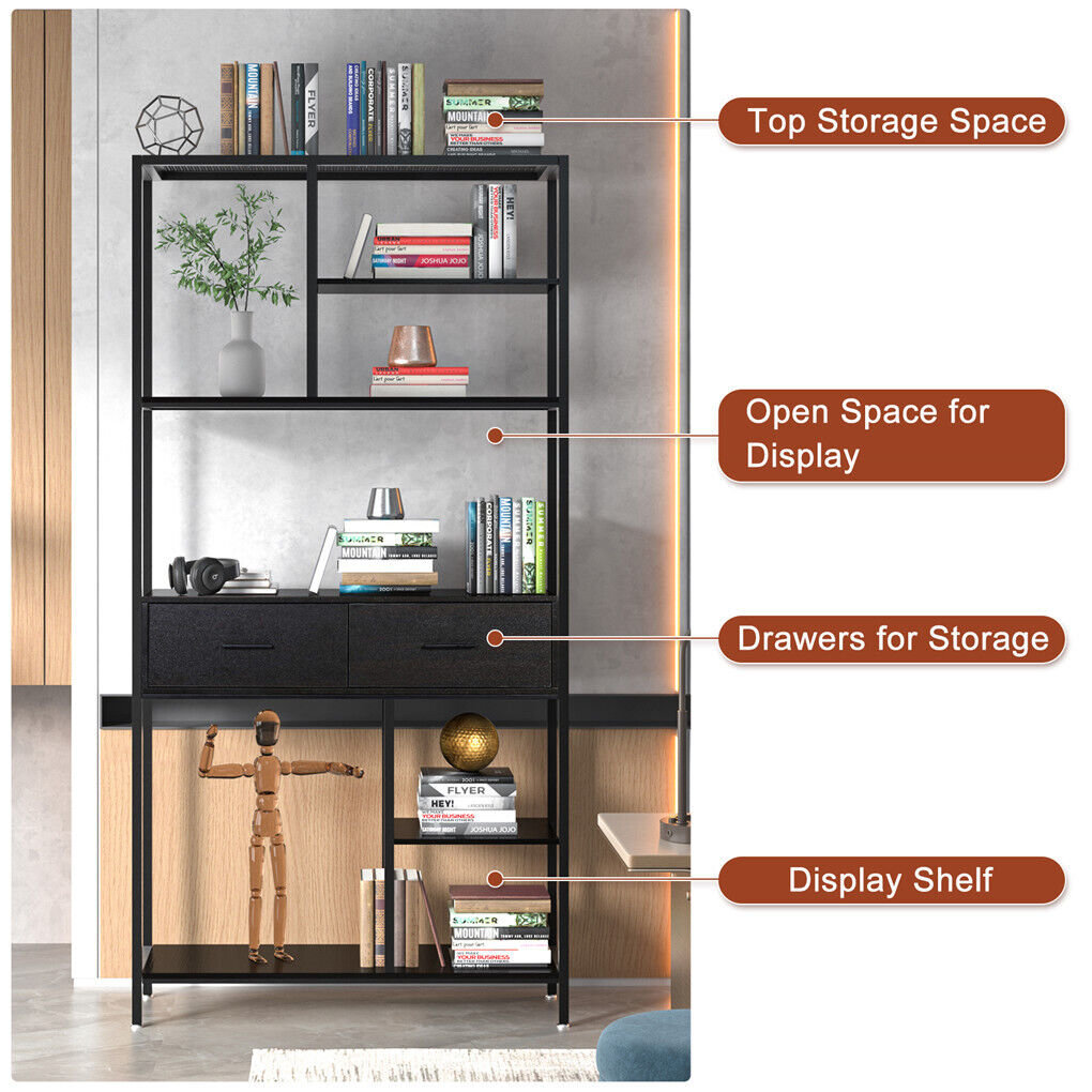 Rustic Accent Bookshelf 90CM Wide Plant Display Rack with Drawers & Shelving - SuperSaverAU - view 10