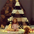 Kids Teepee Tent Linen Playhouse with Black and White Stripes - SuperSaverAU - view 2