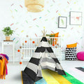 Kids Teepee Tent Linen Playhouse with Black and White Stripes - SuperSaverAU - view 6