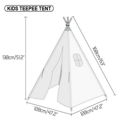 Kids Teepee Tent Linen Playhouse with Black and White Stripes