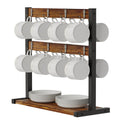 Rustic Minimalist Coffee Mug Holder Stand 43.5cm High, 42cm Wide, 2-Tier Organizer - SuperSaverAU - view 4