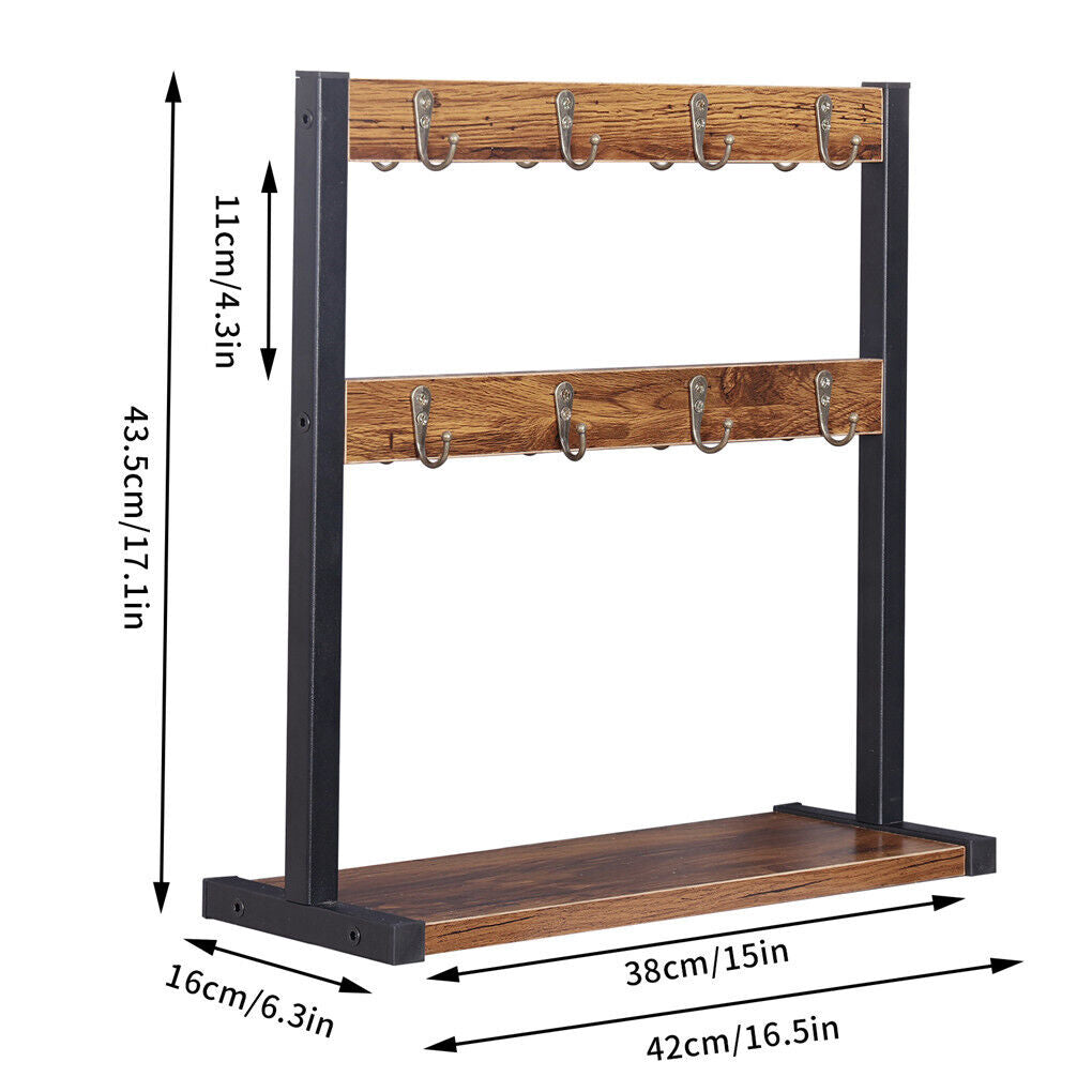 Rustic Minimalist Coffee Mug Holder Stand 43.5cm High, 42cm Wide, 2-Tier Organizer - SuperSaverAU - view 7