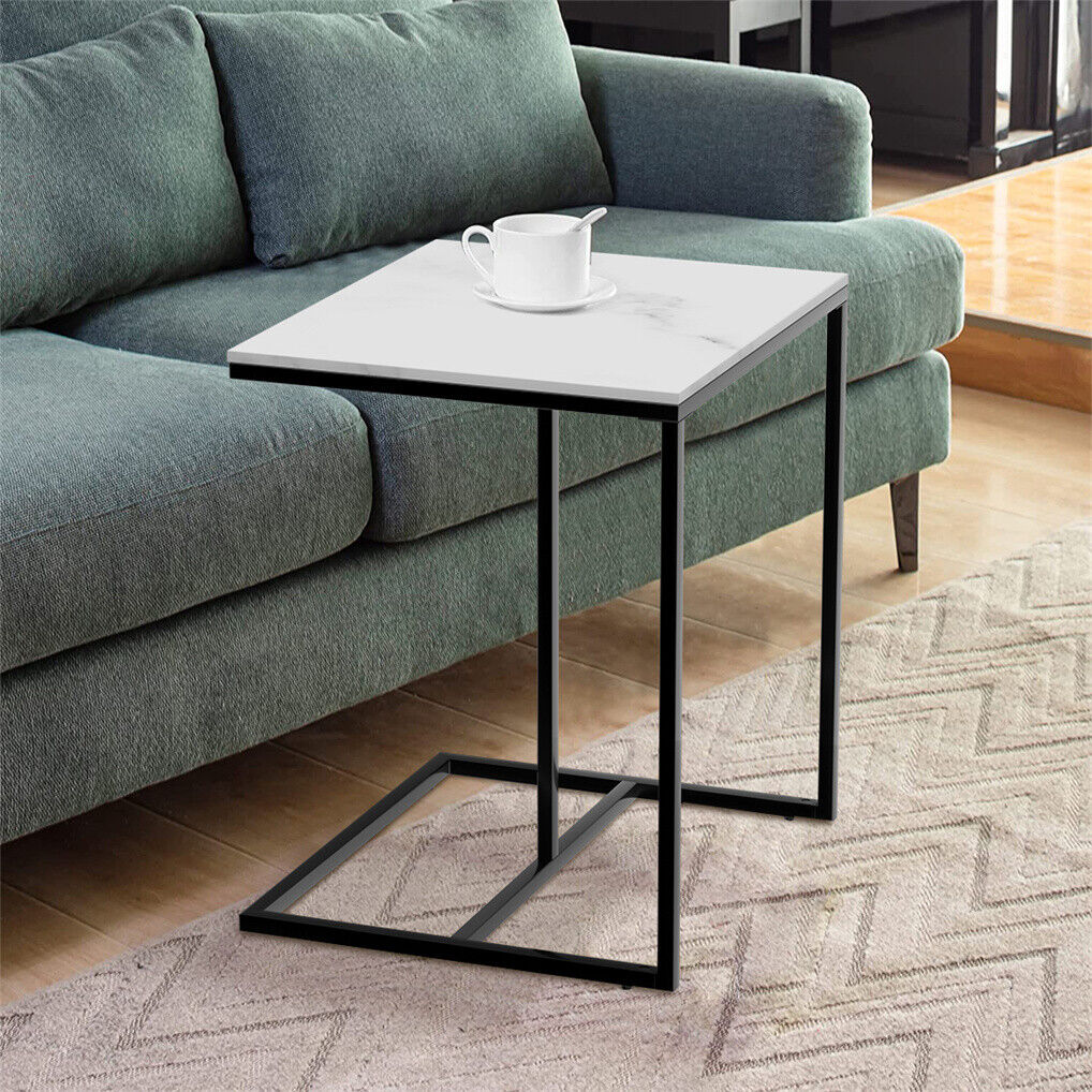 C Shape Sofa Side End Table - Sintered Stone Black White - SuperSaverAU - view 1