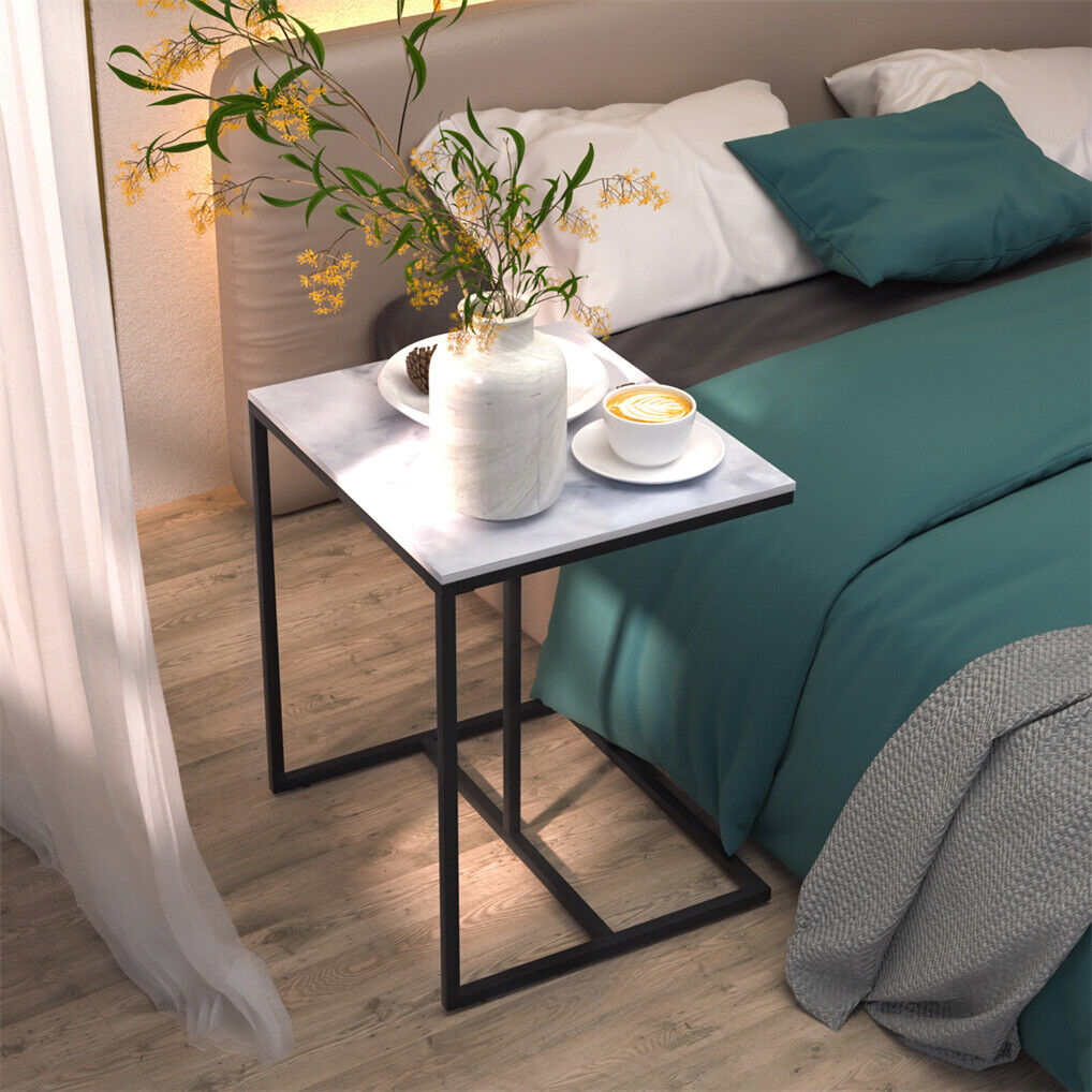C Shape Sofa Side End Table - Sintered Stone Black White - SuperSaverAU - view 2