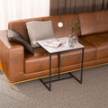 C Shape Sofa Side End Table - Sintered Stone Black White - SuperSaverAU - view 4