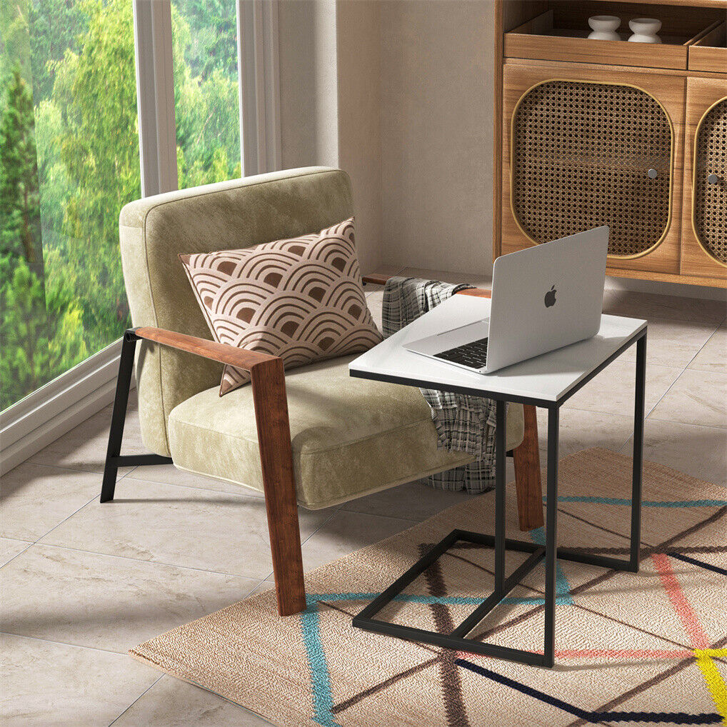 C Shape Sofa Side End Table - Sintered Stone Black White - SuperSaverAU - view 5