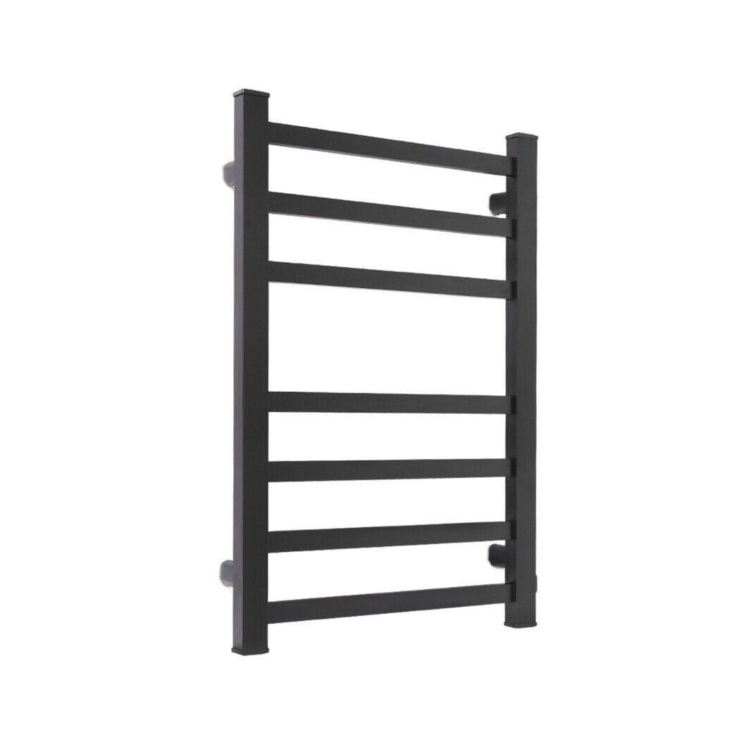 Aluminium Heated Towel Rail 7-Bar Electric Warmer Black 30x30x20 cm - SuperSaverAU - view 1