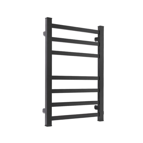 Aluminium Heated Towel Rail 7-Bar Electric Warmer Black 30x30x20 cm - SuperSaverAU - view 1