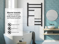 Aluminium Heated Towel Rail 7-Bar Electric Warmer Black 30x30x20 cm - SuperSaverAU - view 2
