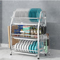 3 Tier Dish Drying Rack Silver 63cm - Space-Saving, Multi-Functional Design - SuperSaverAU - view 1