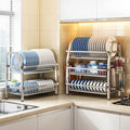 3 Tier Dish Drying Rack Silver 63cm - Space-Saving, Multi-Functional Design - SuperSaverAU - view 3