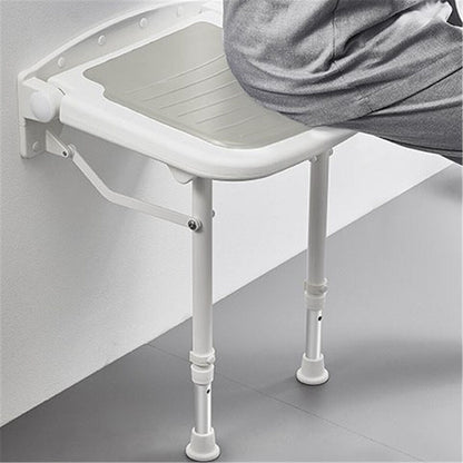 Wall-Mount Foldable Shower Chair, Adjustable, Non-Slip Feet