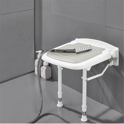Wall-Mount Foldable Shower Chair, Adjustable, Non-Slip Feet