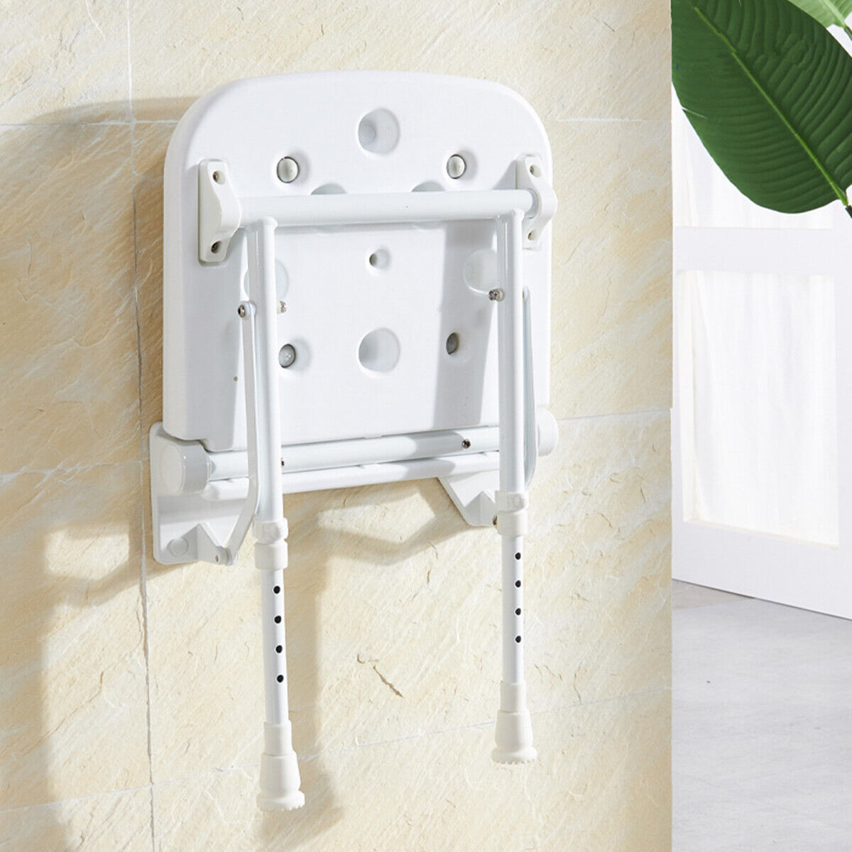 Wall-Mount Foldable Shower Chair, Adjustable, Non-Slip Feet - SuperSaverAU - view 7