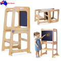 Premium Wooden Toddler Step Stool Learning Tower 3 in 1 Kitchen Safety Helper