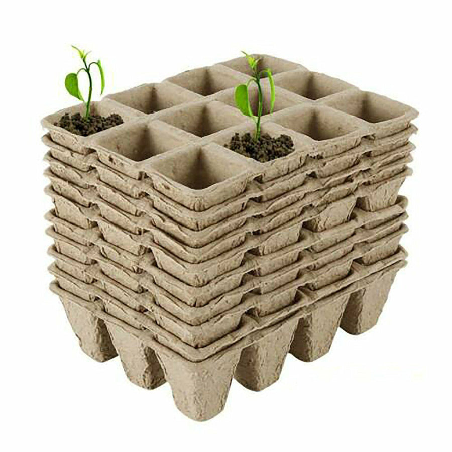 10pcs Biodegradable Seedling Trays 12-Hole Garden Starter, Eco-Friendly, 16.5x12x12 cm - SuperSaverAU - view 1