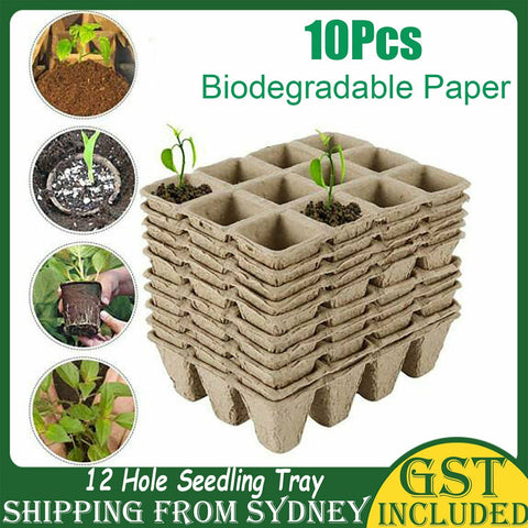 10pcs Biodegradable Seedling Trays 12-Hole Garden Starter, Eco-Friendly, 16.5x12x12 cm - SuperSaverAU - view 2