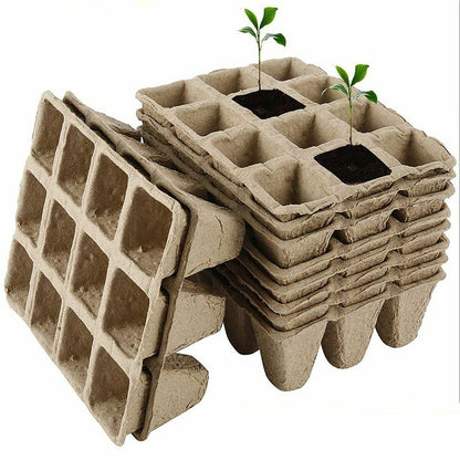10pcs Biodegradable Seedling Trays 12-Hole Garden Starter