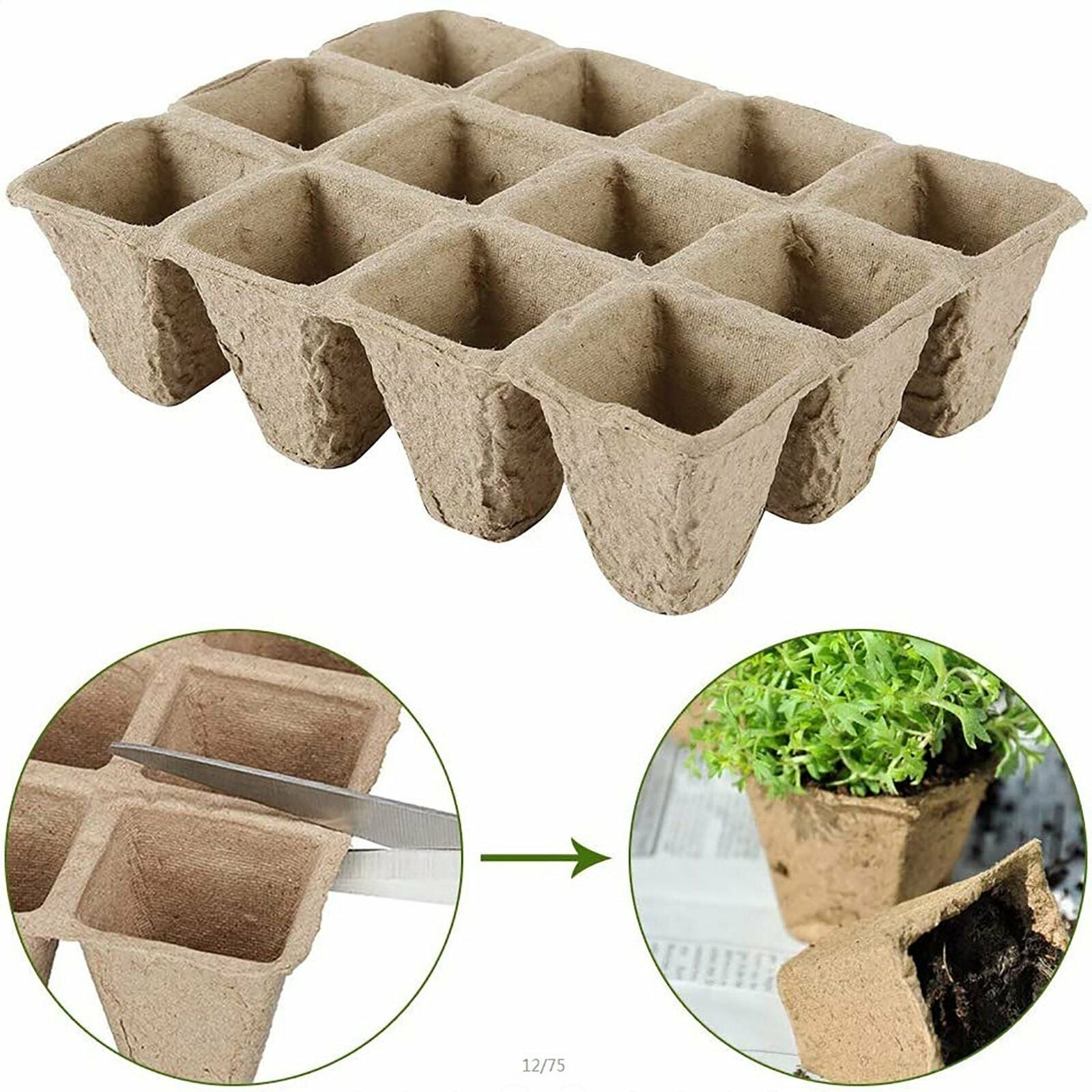 10pcs Biodegradable Seedling Trays 12-Hole Garden Starter, Eco-Friendly, 16.5x12x12 cm - SuperSaverAU - view 5