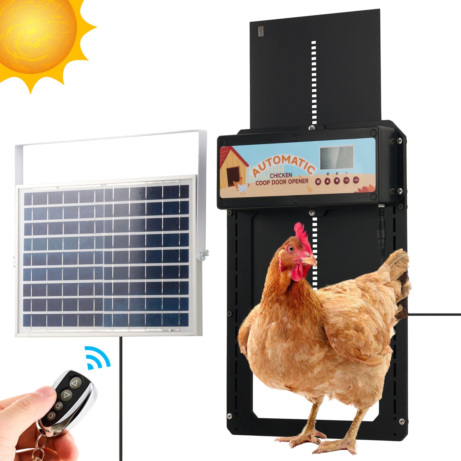 Premium 6W Automatic Chicken Coop Door with Solar, Battery & AC Power