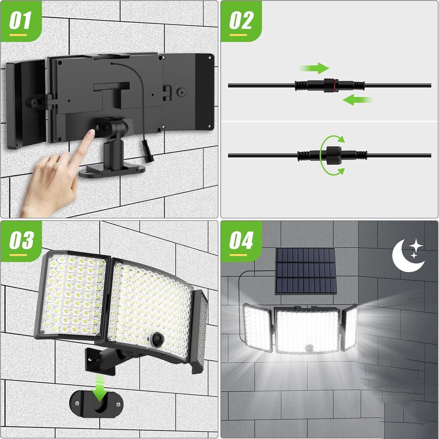 234 LED Solar Motion Sensor Light 5500K Cool Black, 30x10x10 cm, 3 Modes, 270° Coverage - SuperSaverAU - view 9