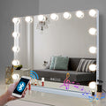Premium Hollywood LED Vanity Mirror – White & Silver with Bluetooth & USB