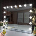 Premium Hollywood LED Vanity Mirror – White & Silver with Bluetooth & USB