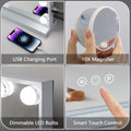 Premium Hollywood LED Vanity Mirror – White & Silver with USB Port