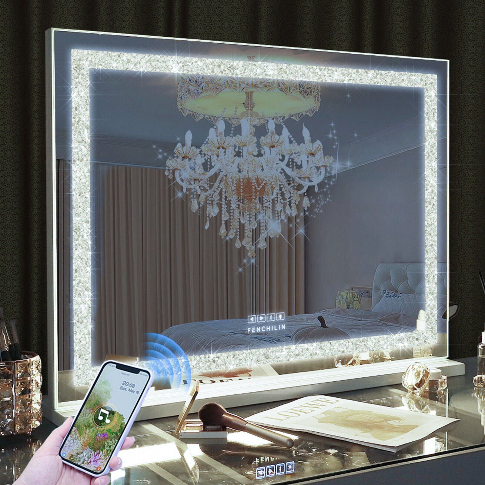 LED Makeup Mirror by Premium - Bluetooth Touch Sensor Vanity - SuperSaverAU - view 1