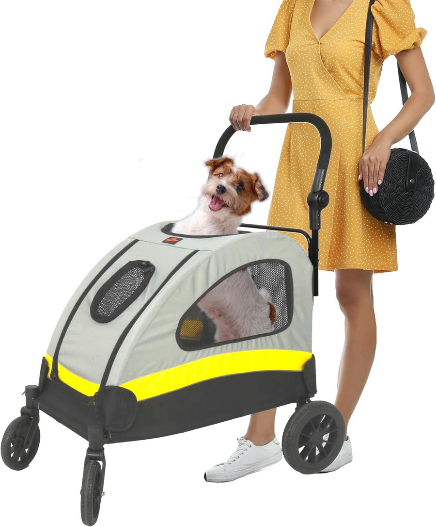 Large Dog Stroller Foldable Pet Travel Cart - Spacious, Dual-Entry, Durable 30x30x20 cm - SuperSaverAU - view 1