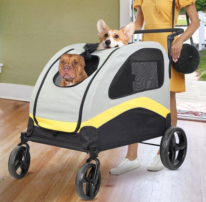 Dog Stroller w/ Divider, Foldable Pet Cart for Large Dogs, 30x30x20 cm - SuperSaverAU - view 1