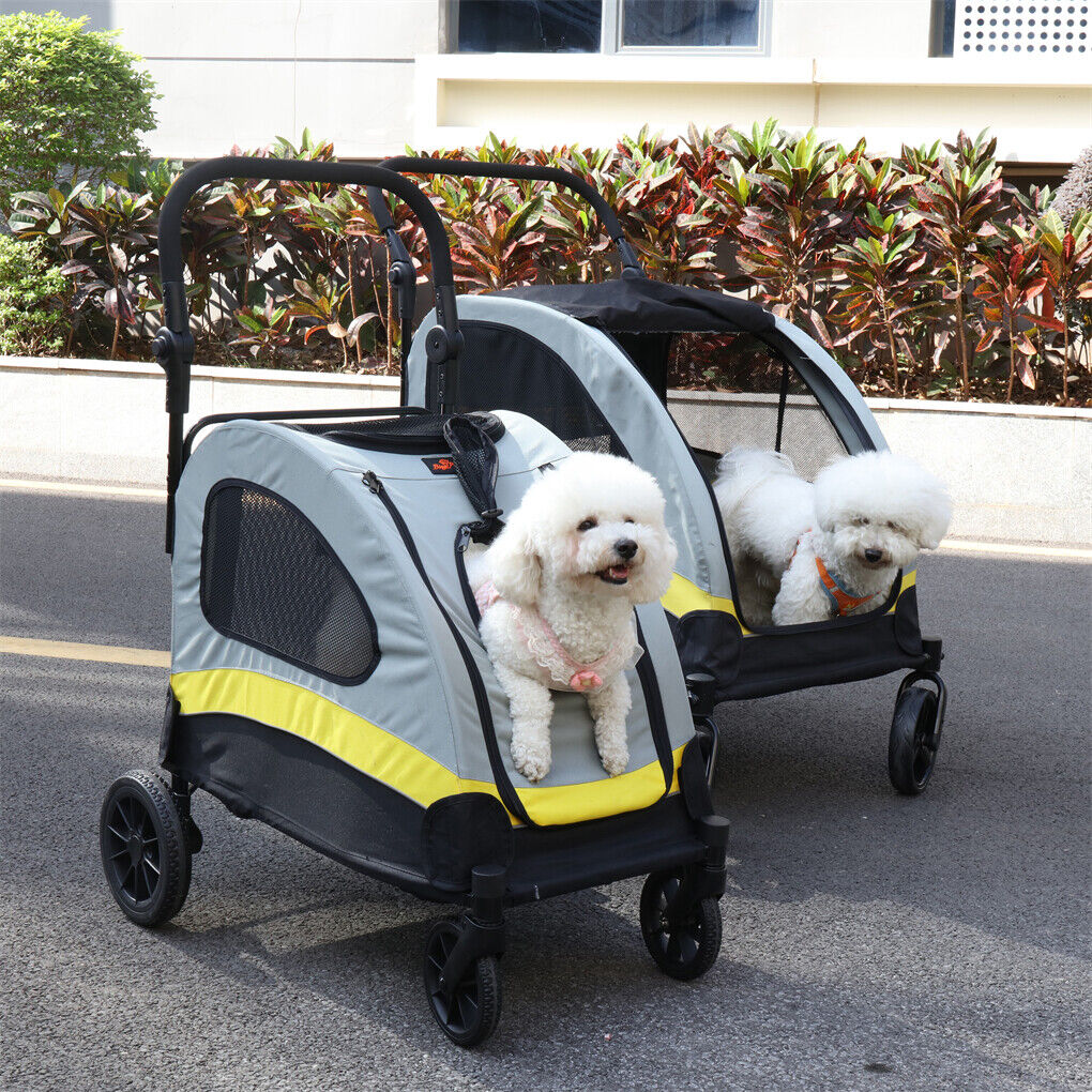 Dog Stroller Foldable Pet Travel Cart M Size - Spacious, Dual-Entry, Portable - SuperSaverAU - view 3