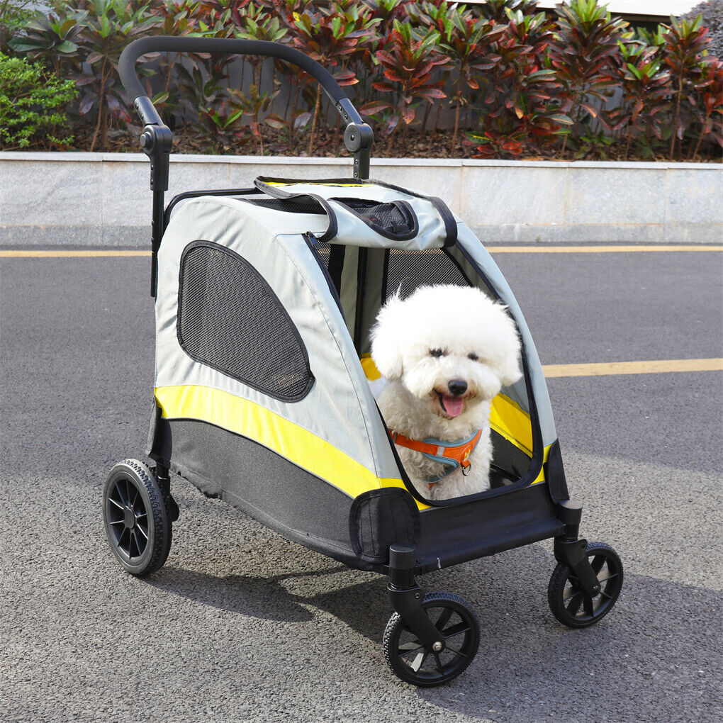 Dog Stroller Foldable Pet Travel Cart M Size - Spacious, Dual-Entry, Portable - SuperSaverAU - view 5