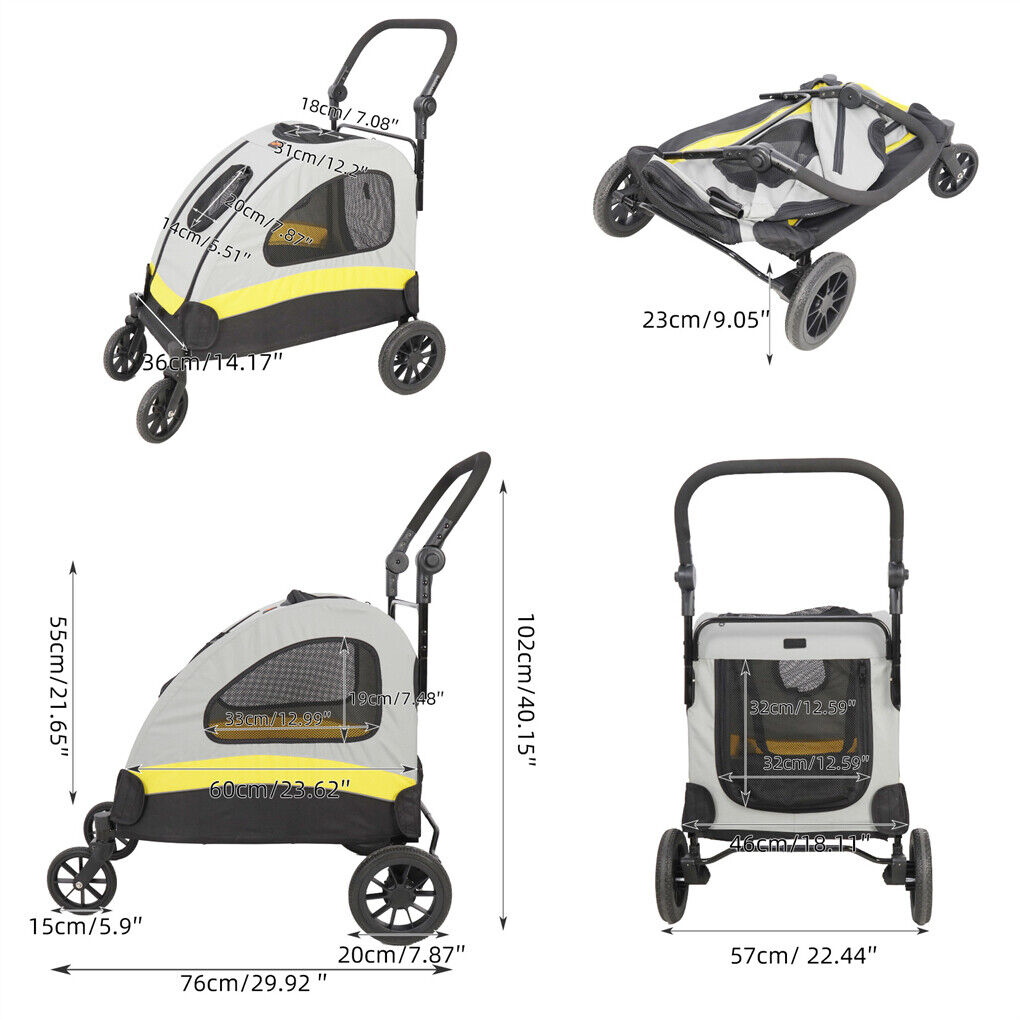 Dog Stroller Foldable Pet Travel Cart M Size - Spacious, Dual-Entry, Portable - SuperSaverAU - view 6