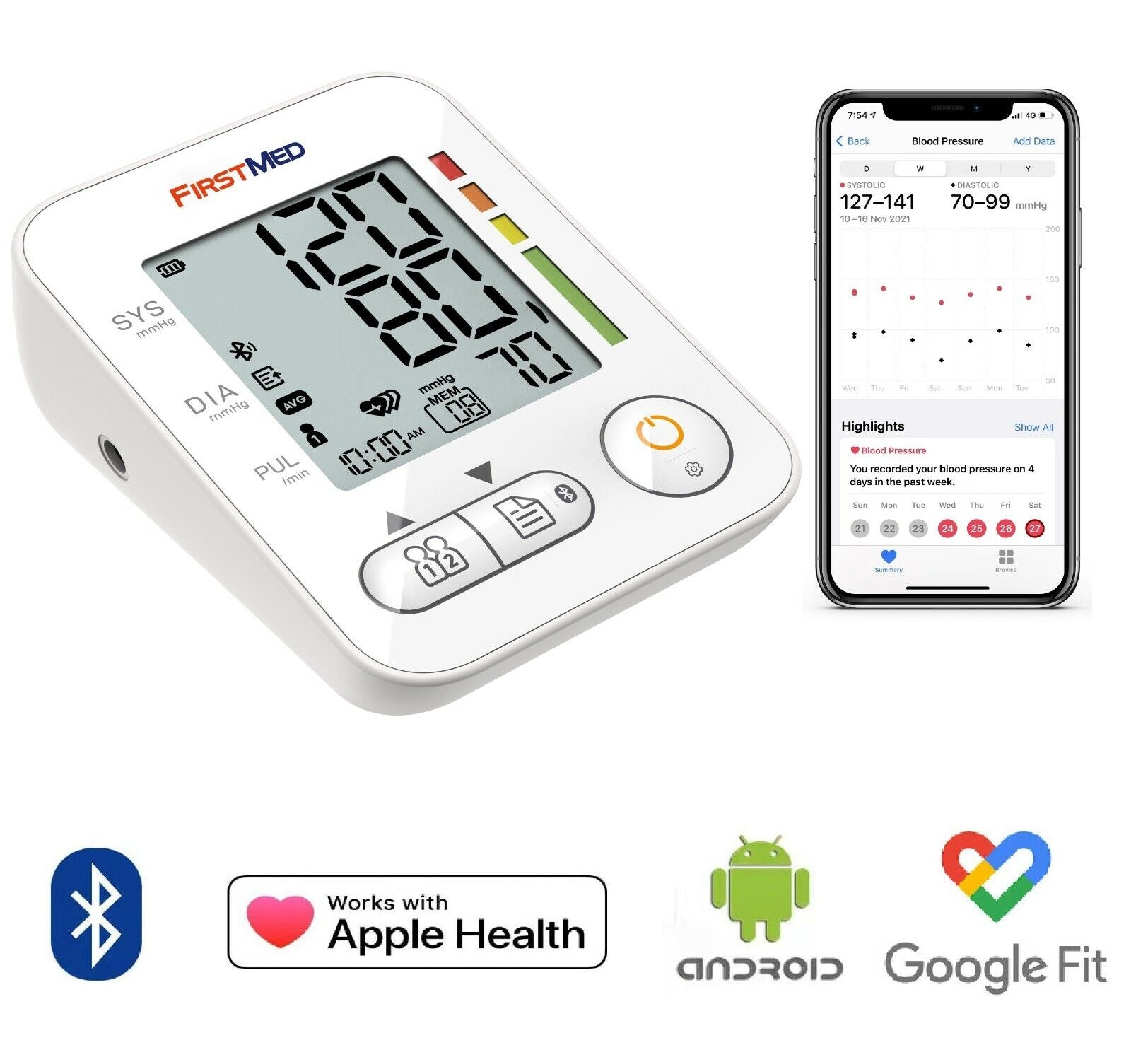 Bluetooth Blood Pressure Monitor by Premium - Auto Digital, 22-32cm Cuff - SuperSaverAU - view 2