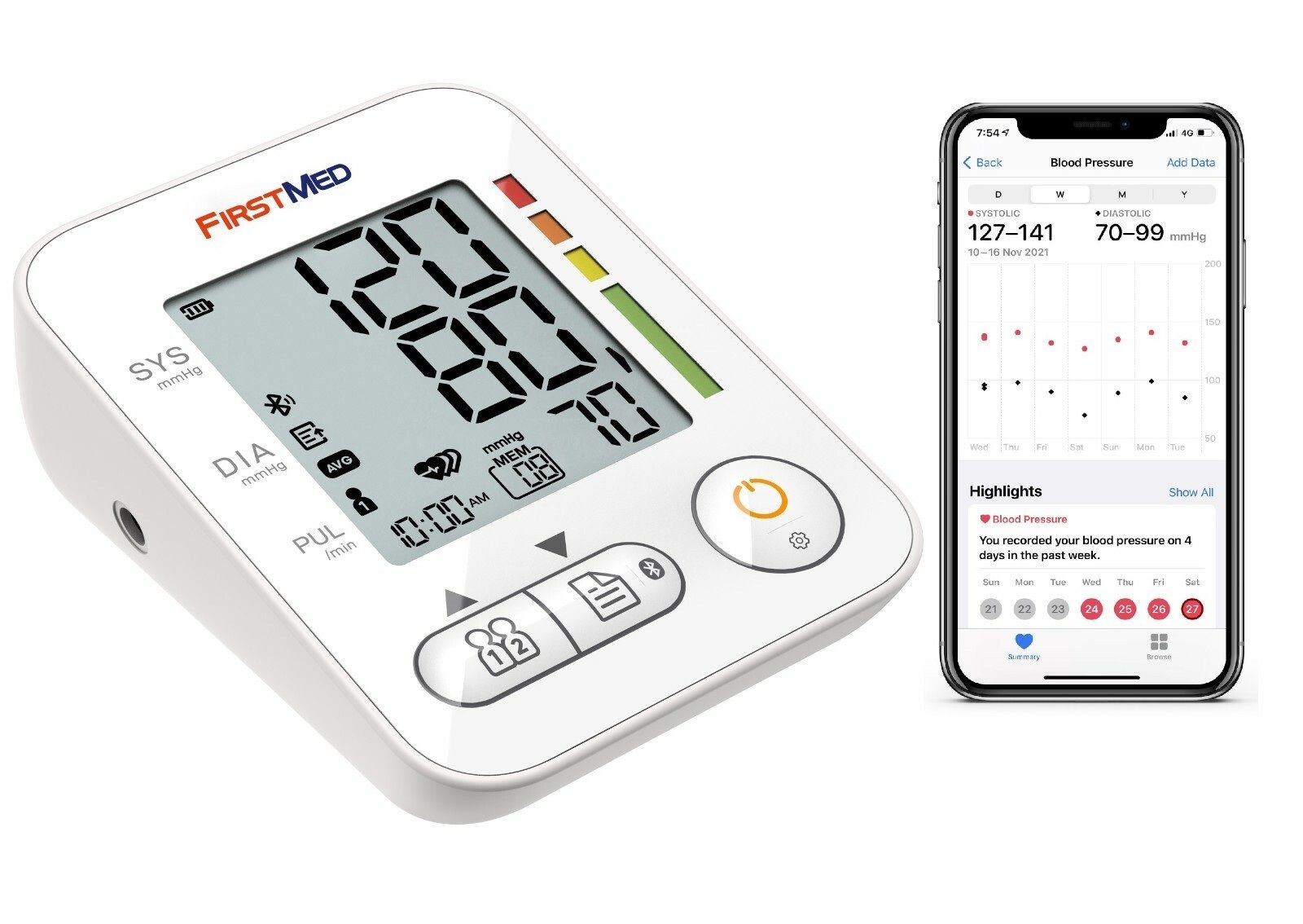 Bluetooth Blood Pressure Monitor by Premium - Large Cuff 22-42cm, Smartphone Compatible - SuperSaverAU - view 1