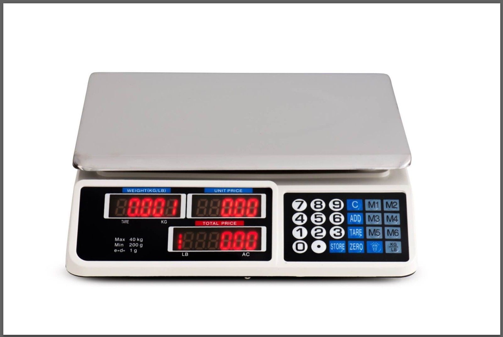 Digital Kitchen Scale 40KG 1g Increment White - Large LCD, Waterproof, 140h Battery - SuperSaverAU - view 3