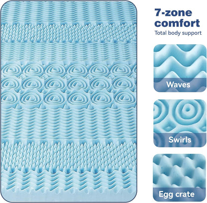 Bamboo Memory Foam Mattress Topper 7-Zone 8cm King Single