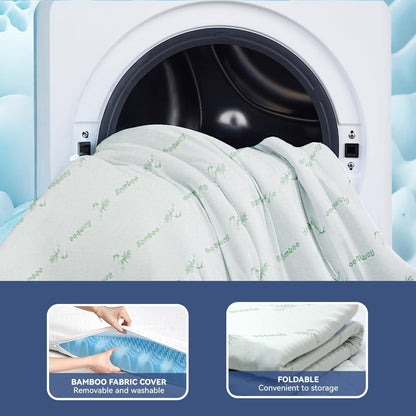 Queen Memory Foam Mattress Topper 7-Zone Bamboo Cover, Breathable, 20x15x25 cm